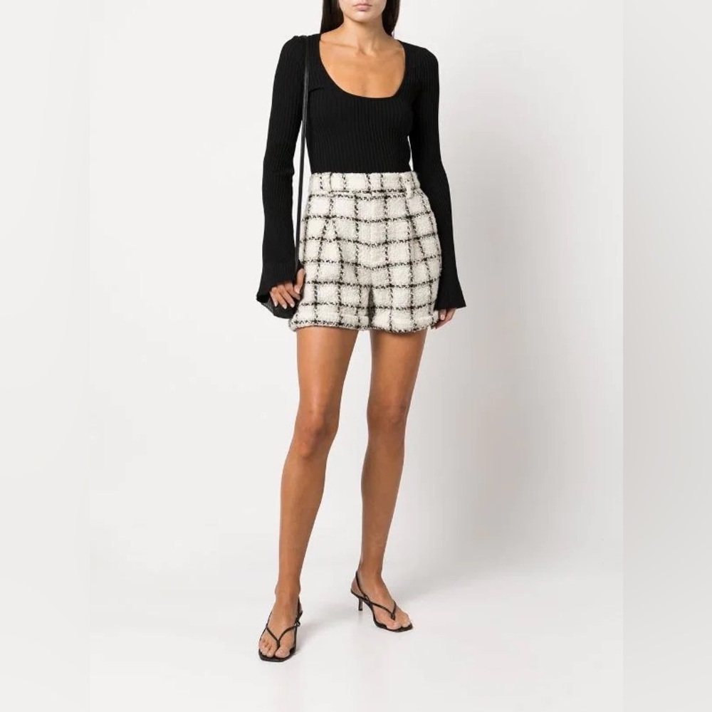 Anine Bing Becky shorts in Beige Plaid